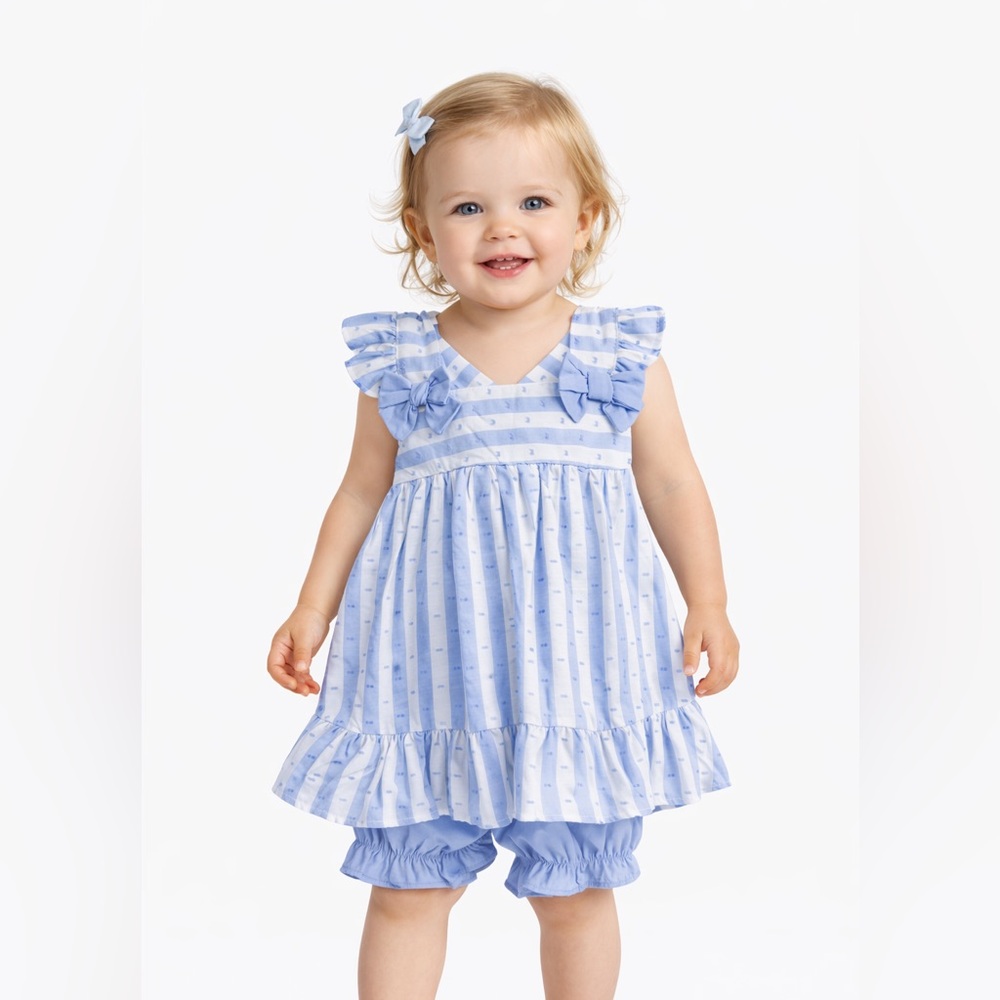 Charming Blue Striped Kids Casual Dress